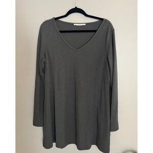 Connection -Peruvian Connection Long Sleeve  Dress Pima Cotton Large L Gray